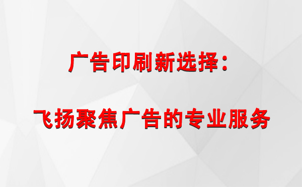 盐池广告印刷新选择：飞扬聚焦广告的专业服务